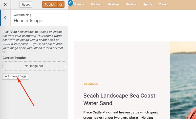 header image options wp theme