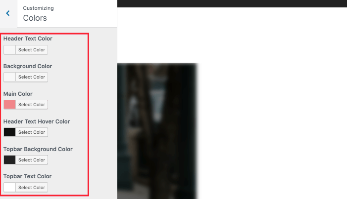 corvette wp theme color options