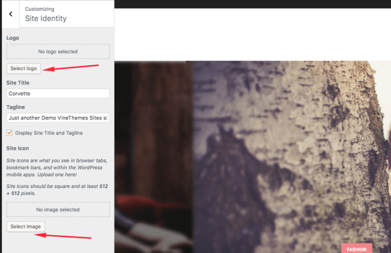 Site Identity corvette wp theme 