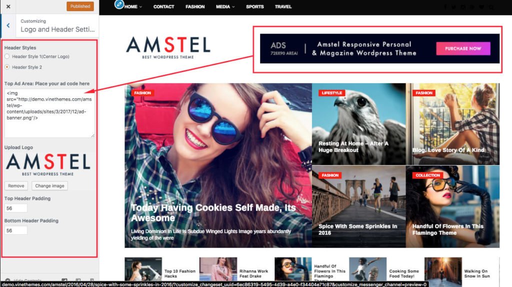 logo and header wp theme