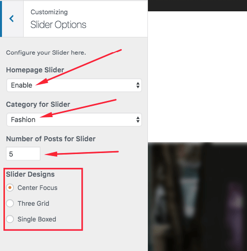 slider customization wp theme corvette