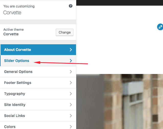 slider customizer options