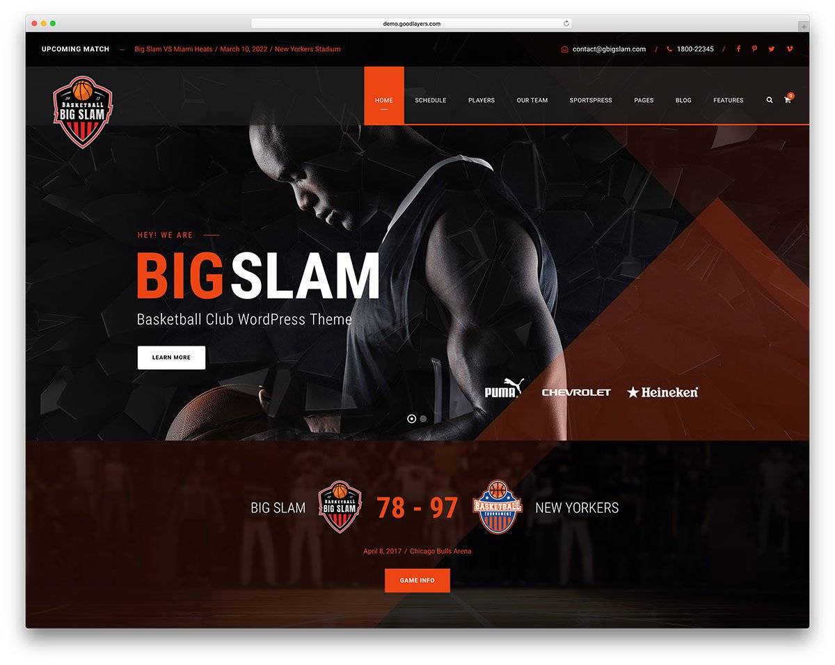 Bigslam WordPress sports theme