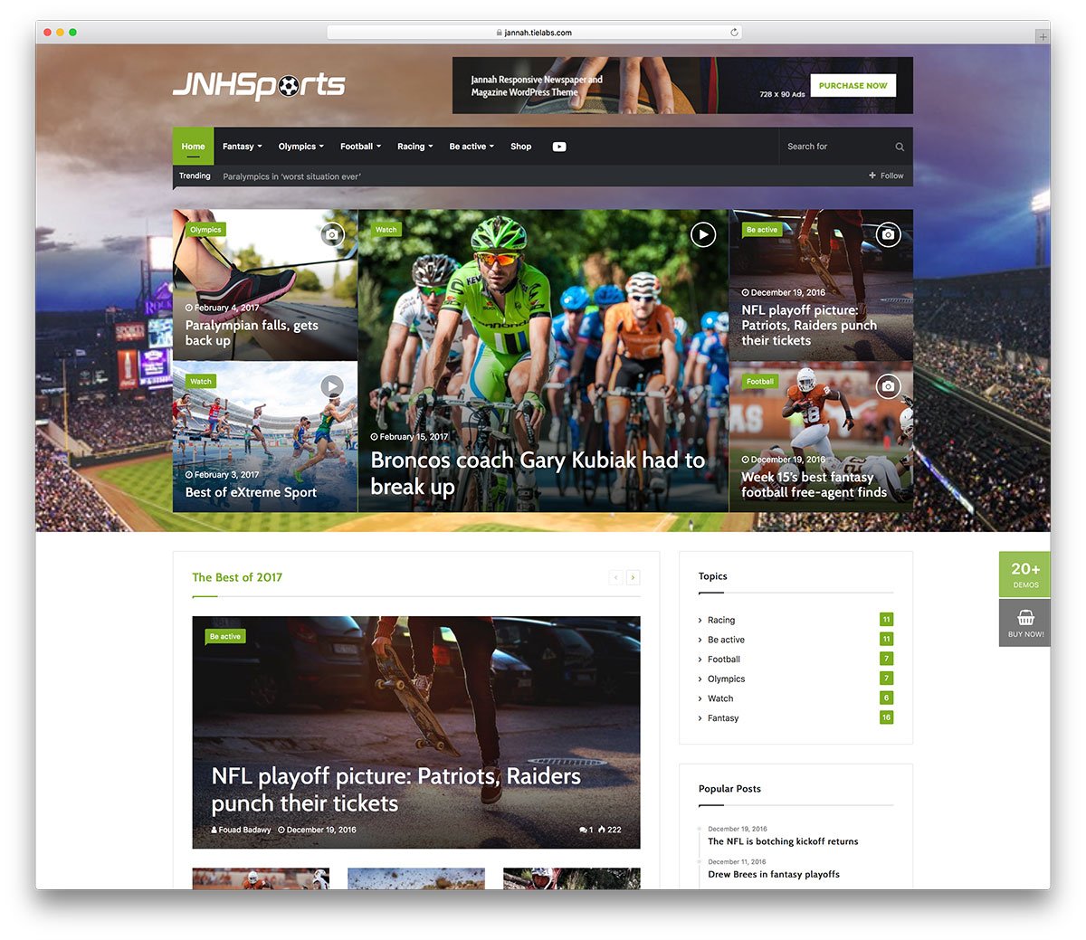 jannah WordPress sports theme