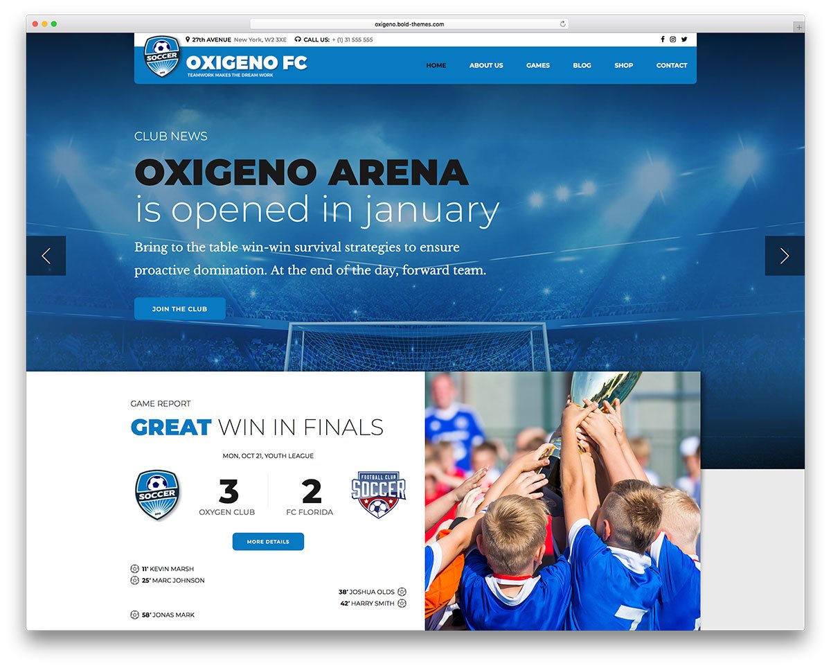 oxigeno WordPress sports theme