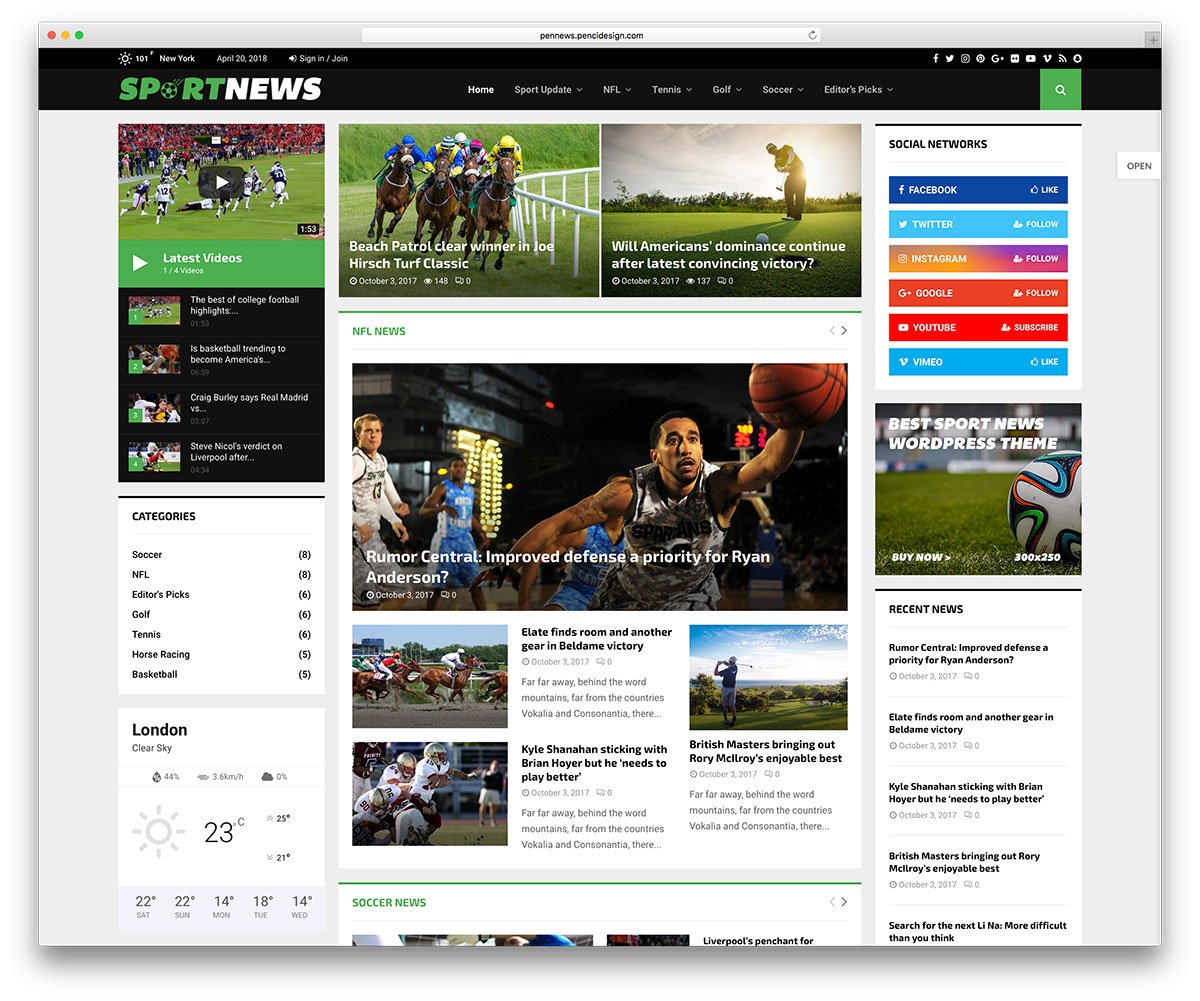 pens WordPress sports theme