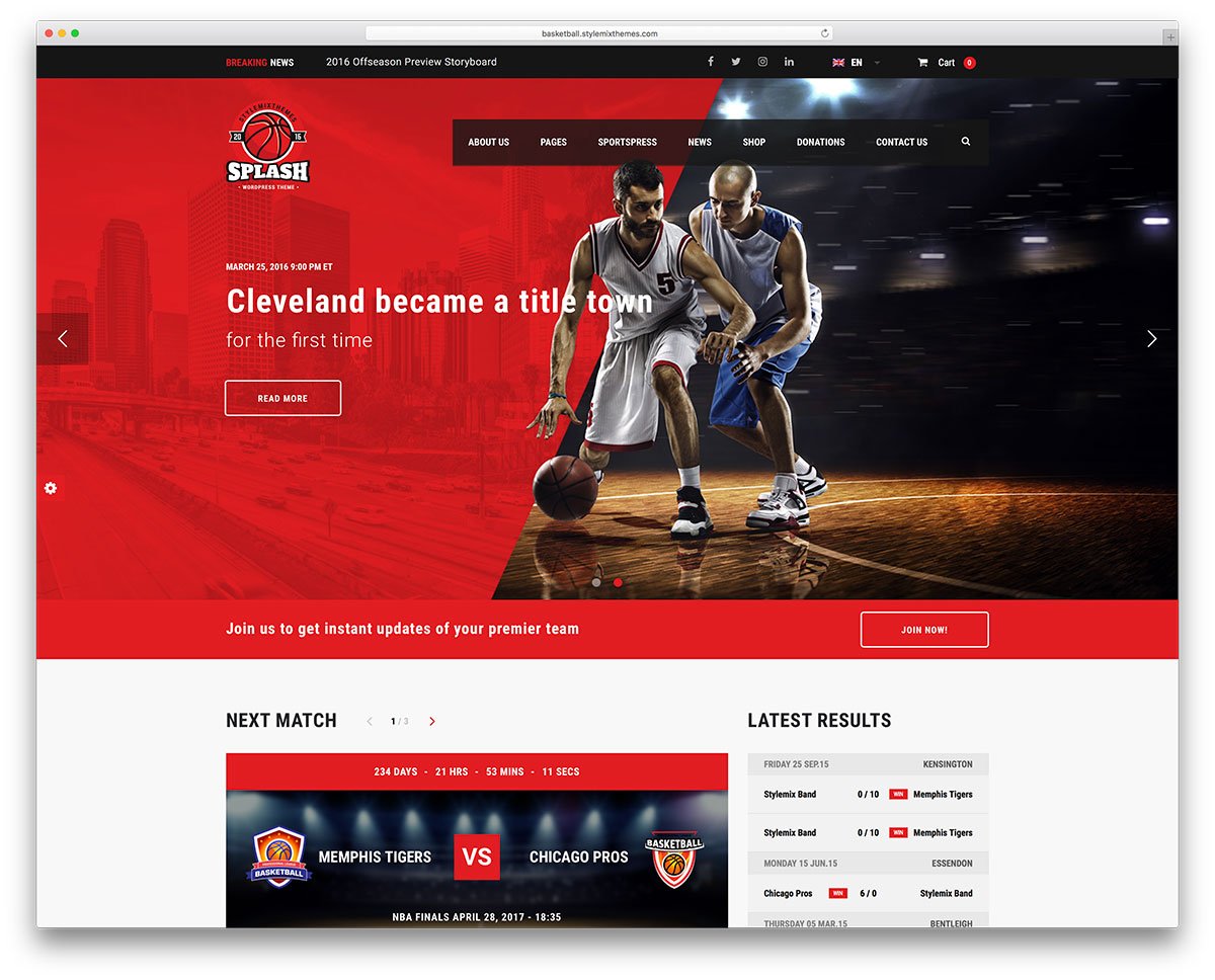 splash WordPress sports theme