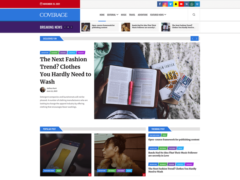 coverage magazine wordpress theme