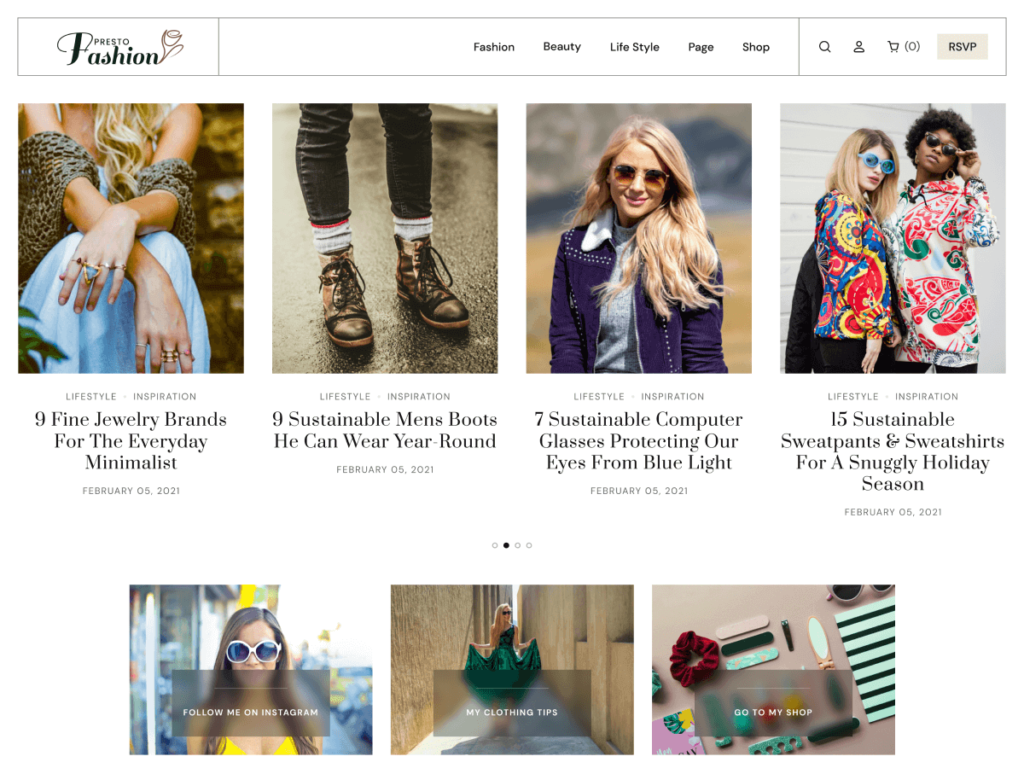 Presto Fashion Blogger WordPress Theme