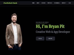 PortfolioX Dark WordPress Theme