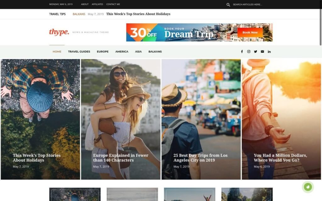 Thype Personal Travel WordPress Theme