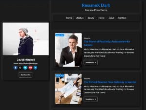 ResumeX Dark WordPress Theme