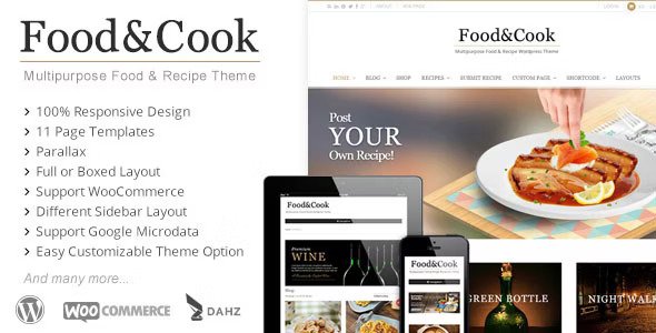 food cook recipe wp theme
