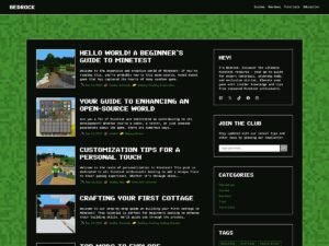Bedrock worlds minecraft WordPress Theme