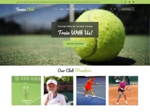 Tennis Club members features WordPress Theme