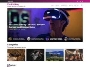 Zenith Blog template sections WordPress Theme