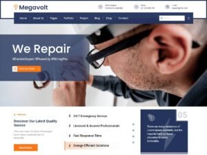 Free MegaVolt Electrician WordPress Theme