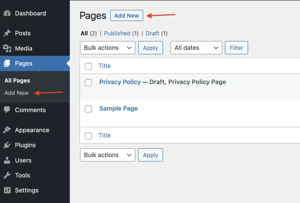 pages wp